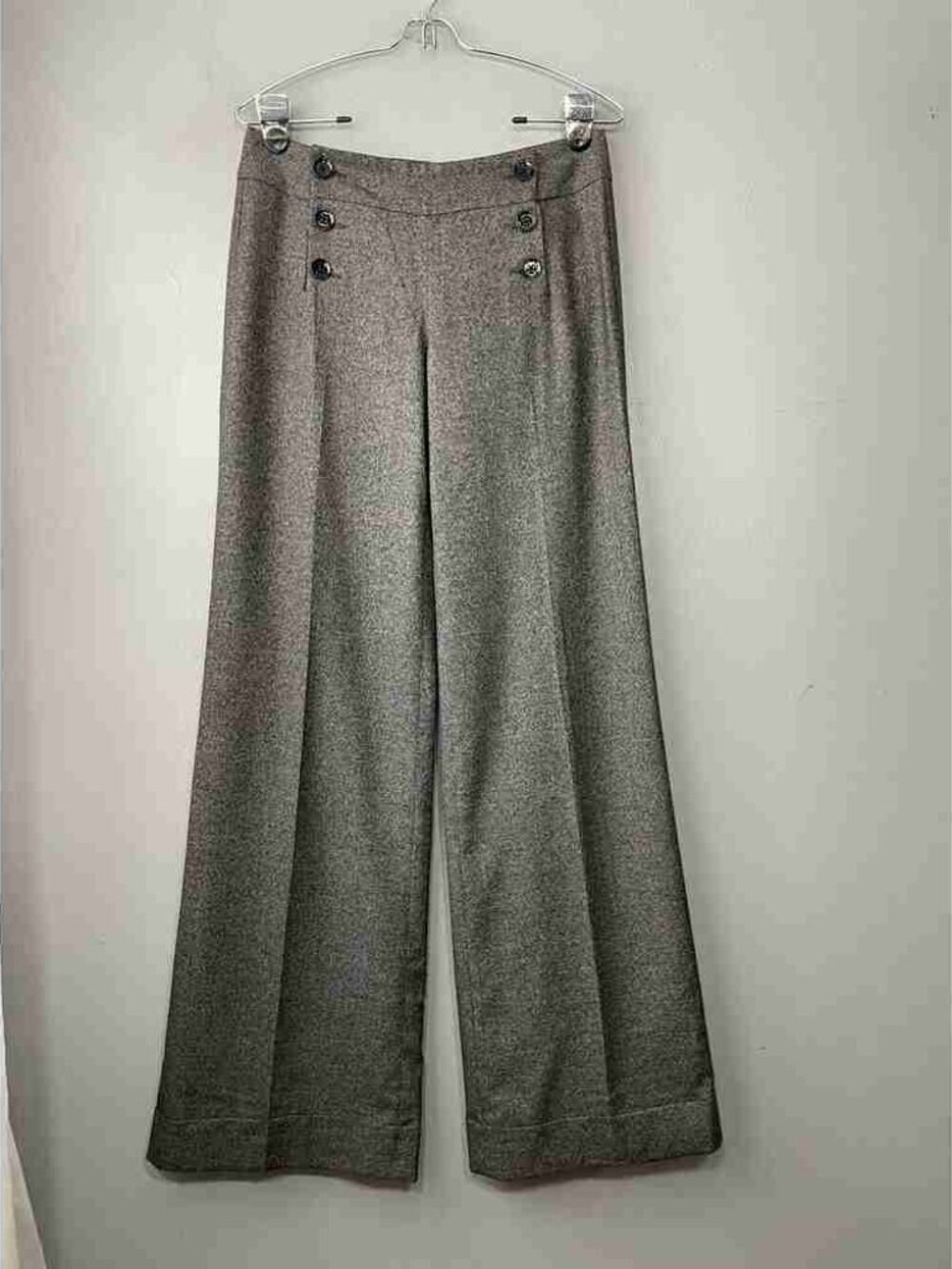 Express Design Studio Trousers Size 4 Twee Wide Leg Wool Pants Y2K 90s Academia